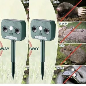 1/2 PK Animal Repeller Ultrasonic Solar Power Outdoor Pest Mice Deer Sensor 2pc